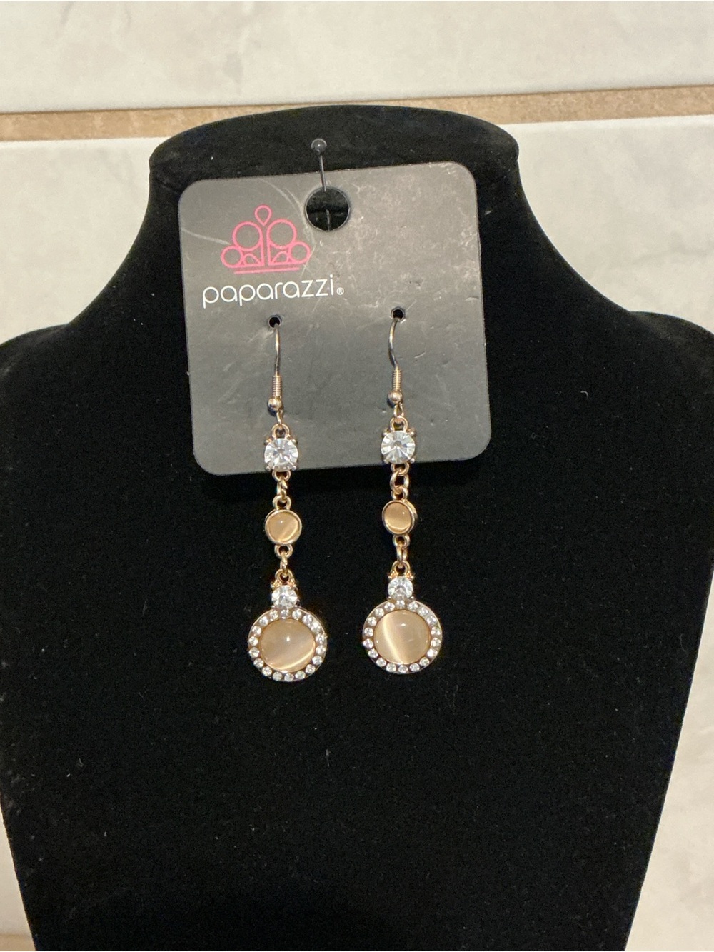 Paparazzi Gold and Champagne Dangle Earrings
